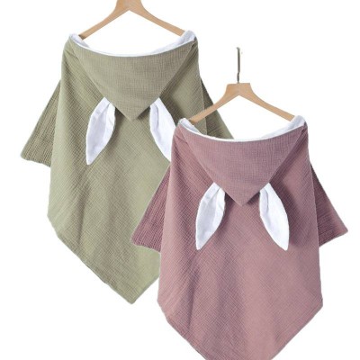 Cute Rabbit Organic Cotton Muslin Baby Hooded Animal Towel Wholesale